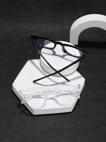 2 PCS Men's Casual Square Glasses Frame Polycarbonate Frame Lightweight For Computer Gaming Home Office With Glasses Box - Multicolor - View 4
