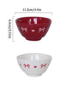 1pc Embossed Polka Dot Bow Ceramic Bowl, Elegant Butterfly Dessert Bowl, Minimalist High-Quality, Suitable For Daily Home Ceramic Bowls, Kitchen Utensils, Party Gathering Plates, Afternoon Tea Dessert Plates, Cake Plates, Gift - Multicolor - View 6