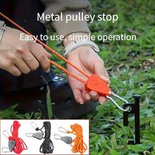 4pcs Adjustable Pulley Ropes, Outdoor Tent Fixing Ropes, Tarp Ropes, Heavy Duty Reflective Windproof Tie Down Ropes With Ratchet Design, More Convenient To Retract, Total Length 400cm/157.48in, Camping Equipment, Camping Essentials - Multicolor - View 5