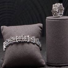 dazzdelic 2件套镀金3D三角形串珠弹力手链戒指套装，男女通用日常佩戴 - 2件套裝 - 查看 6