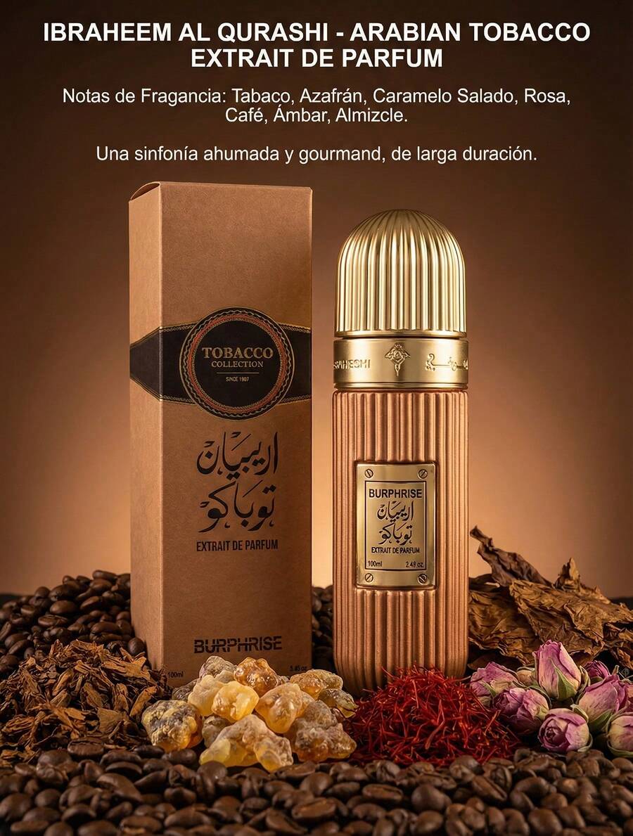 Perfume Tobacco Unisex Extrait de Parfum 100 ml Alta Concentración | Fragancia Ahumada Gourmand de Tabaco Árabe | Notas Intensas de Tabaco, Café Tostado, Caramelo Salado, Ámbar, Azafrán y Rosa | Aroma Oriental Amaderado de Fijación Prolongada | Perfumería de Gama Alta Inspiración Árabe | Ideal para Hombre y Mujer | Frasco Metálico Elegante con Diseño Detallado | Opción Preferida por Aficionados a la Perfumería | Uso Nocturno y Climas Frescos | Experiencia Olfativa Profunda, Cálida y Sofisticada | Perfecto para Colección Personal o Regalo Especial - ábaco árabe - Ver 1