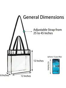 极简大容量透明沙滩手提包，女士单肩手提包 - 無色 - 查看 2