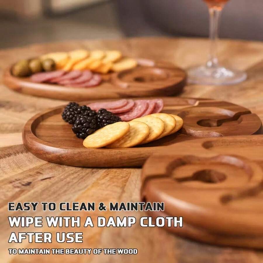 1/2pcs Wooden Cup Holder Plate, Rosewood Tray, Home Pizza Plate, Western Dining Plate, Snack Plate, Steak Plate, Pizza Baking Tray, Sushi Plate, Suitable For Halloween, Mother's Day, Kitchen Supplies, Home Decor Tray - Ginger - View 1