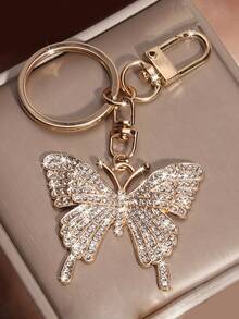 1枚镶满水钻的蝴蝶胸针，优雅可爱，休闲百搭，锌合金材质，适合所有季节和日常佩戴。 - 金色 - 查看 2