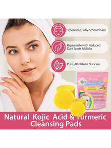 40 piezas Almohadillas faciales de limpieza con ácido de cúrcuma que limpian suavemente el rostro para iluminarlo - Multicolor - Ver 4