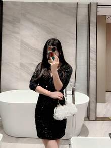 1pc Elegant Rose Flower Design Handbag, Suitable For Weddings, Parties Or Evening Events, Sweet Ladies Wallet, Valentine's Day Gift, Bridal Bag (Random Pattern) - White - View 10