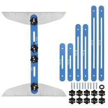 Sourcing Map Stair Tread Template Tool 9"-54" Adjustable Length Stair Measuring Tool Jig For Risers And Partition - Blue - View 1