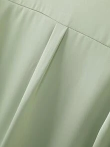 V-Neck Tie Blouse For Women, Fashion High-End Versatile Solid Color Elegant Professional Commuter Design Shirt - Green - View 8