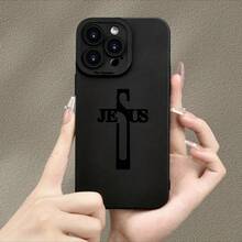 Cross Pattern Phone Case, Shockproof Phone Protective Cover, Phone Accessory Compatible With IPhone 11 12 13 14 15 16 Pro Max/Pro/Plus - Black - View 9
