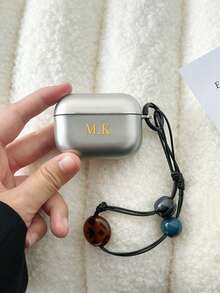 Customized Letter Name Earphone Case (With Retro Beaded Lanyard), Christmas Gift, Back To School Season, Valentine's Day Gift, Good Birthday Gift, Holiday Gift, Gift For Men And Women