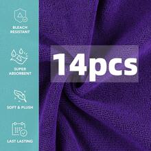 6/14条装卸妆巾，12 x 12英寸，柔软超细纤维面巾，可重复使用，适合所有肤质，温和有效清洁面部，适用于水疗、面部护理、婚礼、节日等场合，也可作为大礼赠送。 - 彩色 - 查看 21