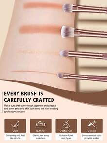 Eid Festival 44pcs/10pcs/1pc Full Set Makeup Brush Kit, Including 20 Soft Brushes Such As Powder Brush, Blush Brush, Contour Brush, Highlighter Brush, Foundation Brush, Nose Shadow Brush, Eyeshadow Brush, Eyebrow Brush, Lip Brush And Detail Brush + 1 Travel Waterproof Makeup Bag + 5 Triangular Sponges + 5 Liquid Beauty Eggs - Pink - View 4