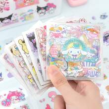 SANRIO 100张可爱卡通贴纸套装，图案不重复，DIY贴纸，多种风格，装饰填充物，生日礼物，儿童节礼物，水瓶贴纸，手机壳贴纸，笔记本贴纸，手账贴纸/自行车装饰贴纸 - 彩色 - 查看 6