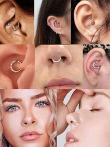1件高品质316不锈钢鼻环/耳环。款式多样，例如心形、月亮形、圆形、D形等。 - 多款式 - 查看 8