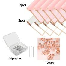 1 Set Flower Wrapping Paper Kit, Includes 3D Butterfly, Rose Gold Flower Bouquet Pins, Gift Wrapping Paper, Suitable For Wedding, Birthday Party, Valentine's Day, Anniversary, Events - Multicolor - View 12