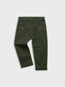 Quần dài cotton thường ngày cho bé trai, thêu logo, thích hợp cho mùa xuân/thu. - xanh quân đội - Xem 3