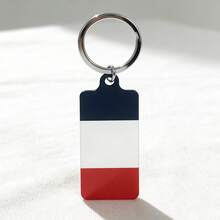 1pc Metal Double-Sided UV Printed French Flag Keychain, Fashion Accessory Bag Charm Key Ring, Suitable As Gift - Multicolor - View 11