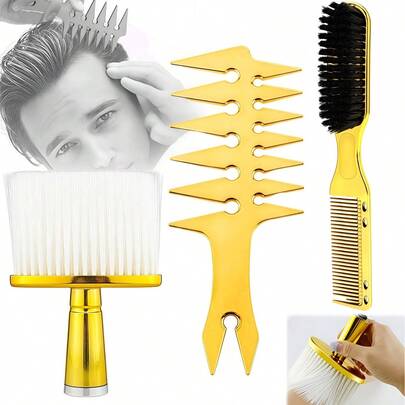TendenciaPeine Peluqueria Kit Profesional Barberia Estilista 3pzs DoradoCalidad premium