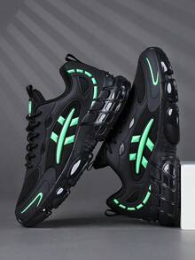 男士时尚运动鞋 男士系带鞋 男士休闲鞋 个性化黑色街头休闲鞋 - 綠色 - 查看 5