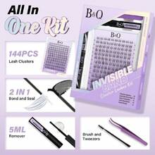 B&Q Flora Lash Clusters Kit Natural Lashes Clusters Invisible Band 144 Pcs Manga Lashes Individual With Lash Bond And Seal Eyelash Extension Kit Easy Removal (Flora Kit-MIX8-18),38504952 - Green Tweed - Xem 5