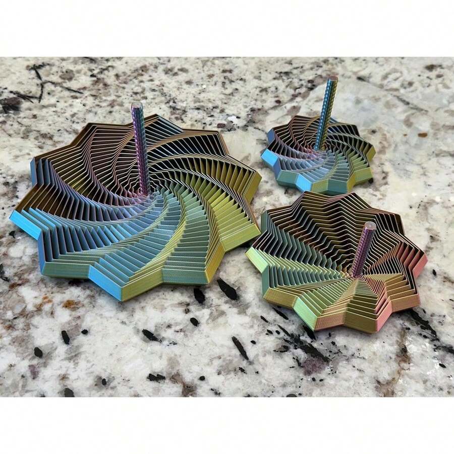 Expanded Sensory Fidget Star With Handle - Very Satisfying Sight And Sound With Hypnotizing Visual Fidget Toy - Xanh lam - Xanh lục - Tím - Xem 1