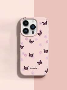 1个蝴蝶花朵图案液态硅胶防震手机壳，适合作为节日礼物，兼容苹果iPhone Xs/Xs Max/Xr/11/12/13/14/15/16 Pro/Pro Max/14/15/16 Plus/17，男女通用 - 彩色 - 查看 1