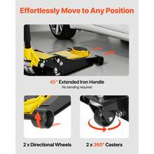 Low Profile Floor Jack, 2 Ton (4400 Lbs) Capacity, Steel Racing Floor Jack With Dual Pistons Quick Lift Pump, Hydraulic Trolley Car Lift For Sports Cars, Sedans, Lifting Range 2.95-19.9 Inches - 2T - View 5