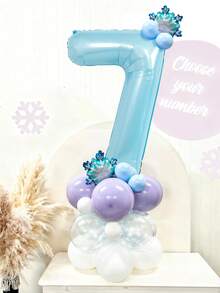 28件組聖誕雪花數字氣球裝飾，包含40英吋巨型數字氣球(0-9)與迷你雪花氣球，適合冰雪派對、生日、室內裝飾與慶祝、洗禮、迎新派對 - 彩色 - 查看 4