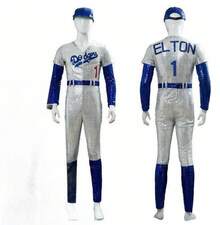 Men Rocketman Baseball Costume Uniform Sequin Jumpsui - Blue - View 7