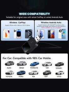 2in1 Wireless CarPlay Adapter Android Auto Wired To Wireless Automatic Connection AI Smart Box For All Cars With Wired CarPlay - K2 - View 10