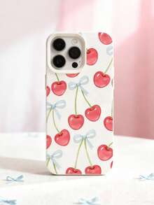 A Cute Cherry Print Phone Case With A High-Quality Anti Drop Protective Cover Design, Suitable For IPhone17 Pro Max/17 Pro/17/16 Pro Max/16 Pro/16/15 Pro Max/15 Pro/15/14 Pro Max/14 Pro/14/13 Pro Max/13 Pro/13/12 Pro Max/12 Pro/12/11 - Beige - View 6