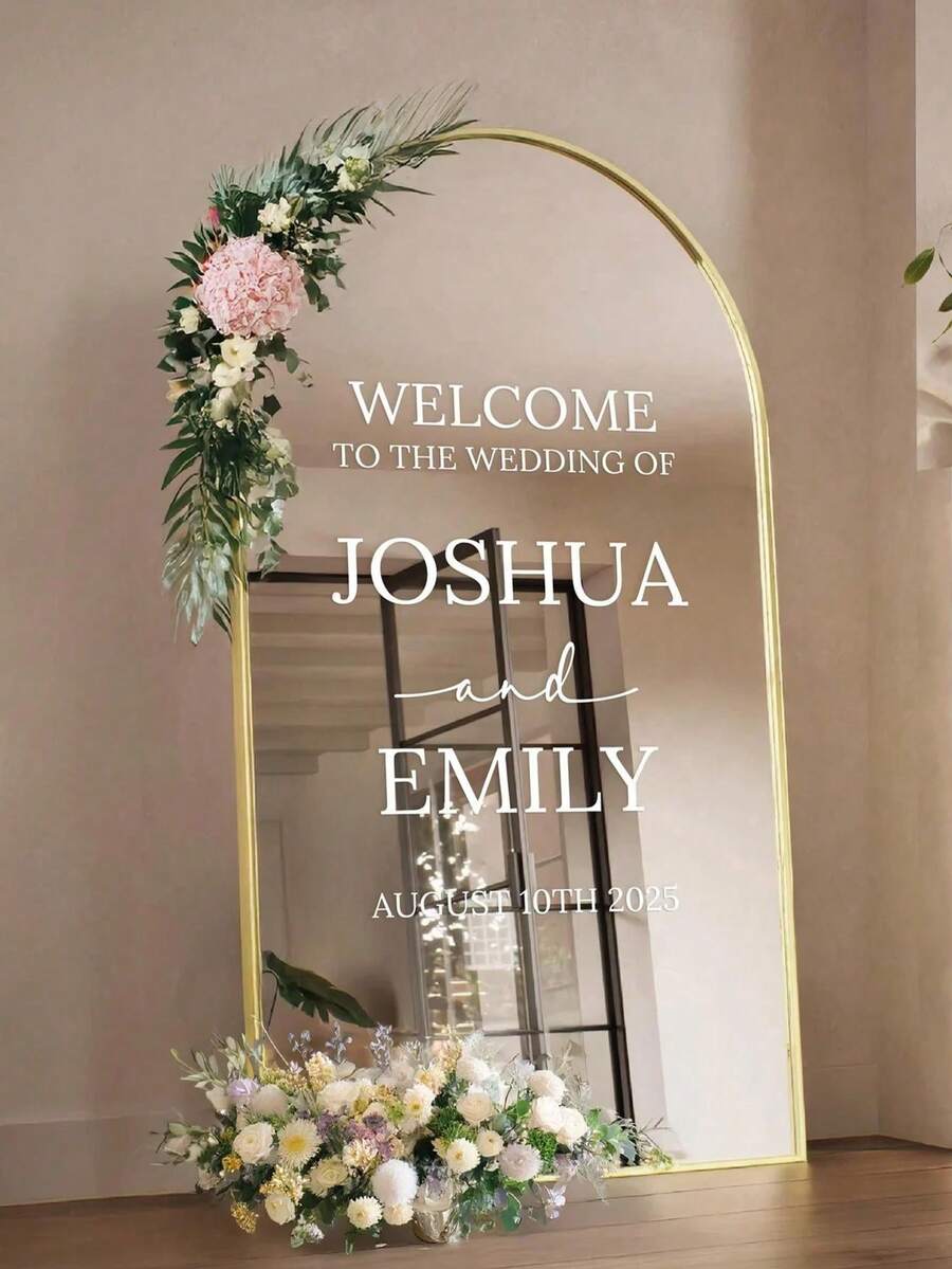 Customized Mirror Sticker Wedding Seating Chart Sticker - Wedding Sign Decor DIY Wedding Sticker, Mother's Day Decor, Easter Decor - Mirror Seating Chart Sticker Welcome To The Wedding Mirror Sticker - Customized Mirror Letter Sticker - Congratulations On Your Wedding - Wedding Decor/Modern Wedding Welcome Sign/Personalized Newlyweds Name And Date/Mirror Sticker - Bridal Shower/Wedding Mirror Sticker, Multipurpose, Adjustable, Suitable For Son, Daughter, Kids, Kitchen, Dining Room, Bedroom, Office, Living Room - Multicolor - View 1