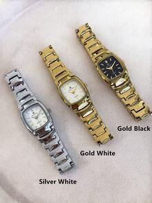 Pablo Raez 1件18K金女士手表，女式珠宝腕表，奢华不锈钢原装迷人正装表，金属钢质厚重表链，金色/银色不褪色，优雅全新复古酒桶形石英表，时尚白色表盘，高品质 - 均碼 - 查看 12