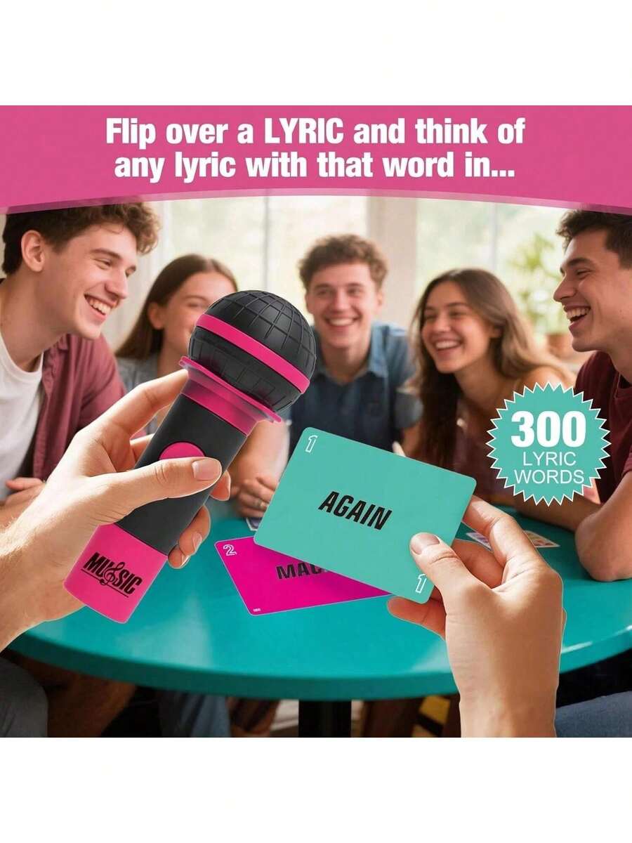 Family Karaoke Game For 2-10 Players - "Terrible Singer" Board Game - 250 Lyric Cards, Perfect For Fun Game Nights, Birthday, Christmas Parties, Family Gatherings, Ice Breakers, Music Games, Family Card Games