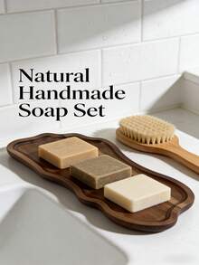 造型独特的木质托盘，高档浴室收纳托盘，浴室木托盘，厨房收纳，家居装饰，化妆品收纳托盘，浴缸木托盘，适合存放香水、蜡烛、香皂、珠宝等，是斋月、情人节和新年理想的礼物。 - 棕色 - 查看 6