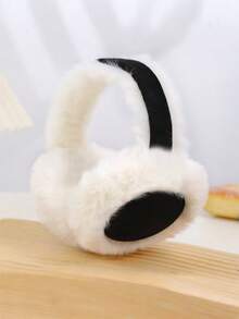 1pc New Women's Suede Ear Muffs, Winter Style With Warm Lining, Suitable For Cycling, Keeps Ears Warm And Protected From Cold, White Ear Muffs - Multicolor - View 7