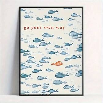 1pc "Walk Your Own Path" Sailing Boat Canvas Art Poster - Wall Decor For Living Room, Bedroom, Home Office - Modern/Classic Style, Ink Painting Animal Theme, Optional Frame