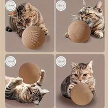 Natural Sisal Cat Toy Ball - Made Of Sisal Material, Can Make Sounds Without Batteries, Suitable For Indoor/Outdoor Holiday Play, Ideal For Medium-Sized Cats, Also A Great Gift For Cat Owners On Christmas, Halloween, Or International Cat Day. - Multicolor - View 7