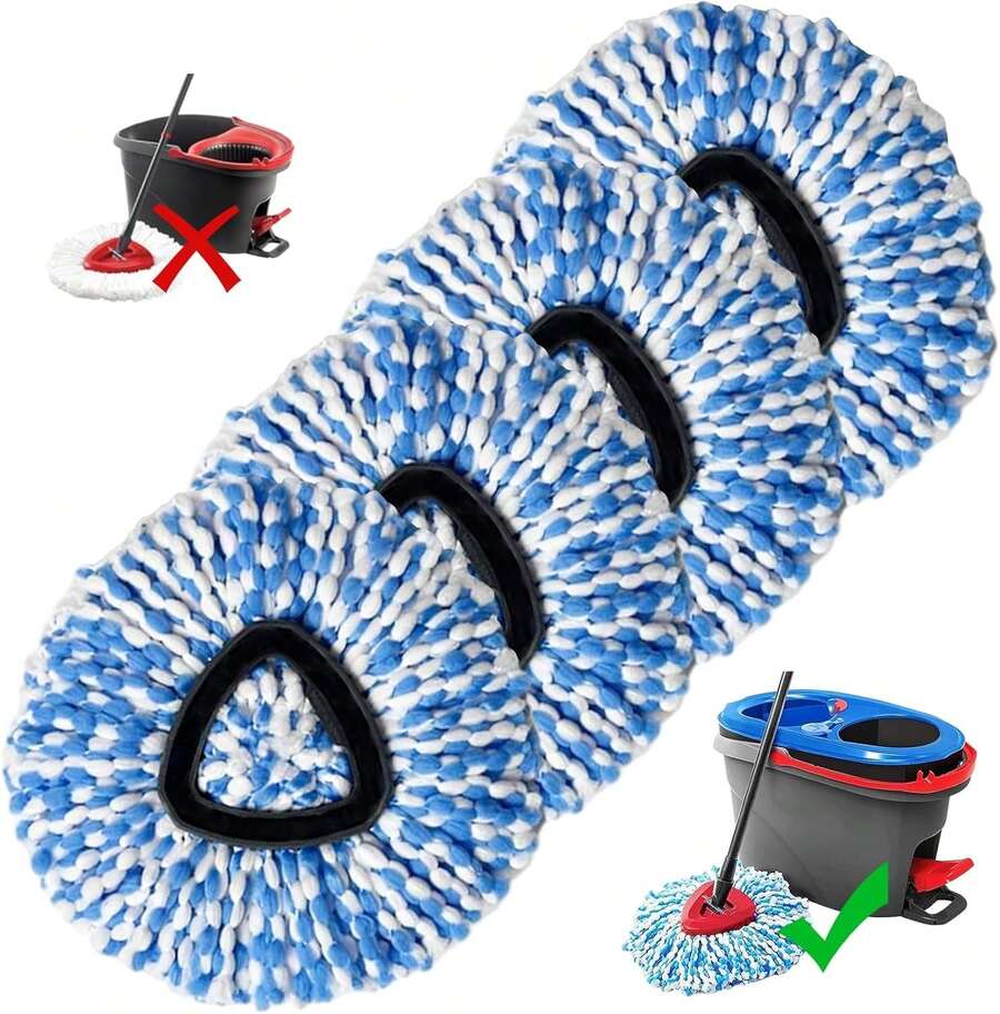 10-Pack Compatible With O-Cedar Mop Heads Replacemen: 2 Mop Scrub Brush Head + 8 Microfiber Spin Mop Refills For EasyWring 1-Tank System - Enhanced Cleaning Performance : Health &Amp; Household - Màu 3 - Xem 1