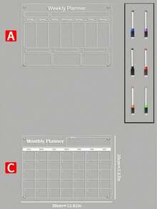 1pc Magnetic Transparent Refrigerator Calendar Board (Comes With 6 Magnetic Whiteboard Pens), Acrylic Writing Board, Transparent Pattern Memo Board, Reusable Weekly/Monthly Planner Magnetic Refrigerator Sticker, Acrylic Memo Board, Magnetic Acrylic Dry Erase Board, Reusable Meal Planner - Multicolor - View 15