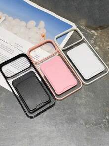 Minimalist Transparent Phone Case, Compatible With IPhone 16/15/14/13/12 Pro Max/17 Pro Max/14/15/16 Plus/11, With Card Holder, Shock-Proof Protection, Unisex - White - View 4