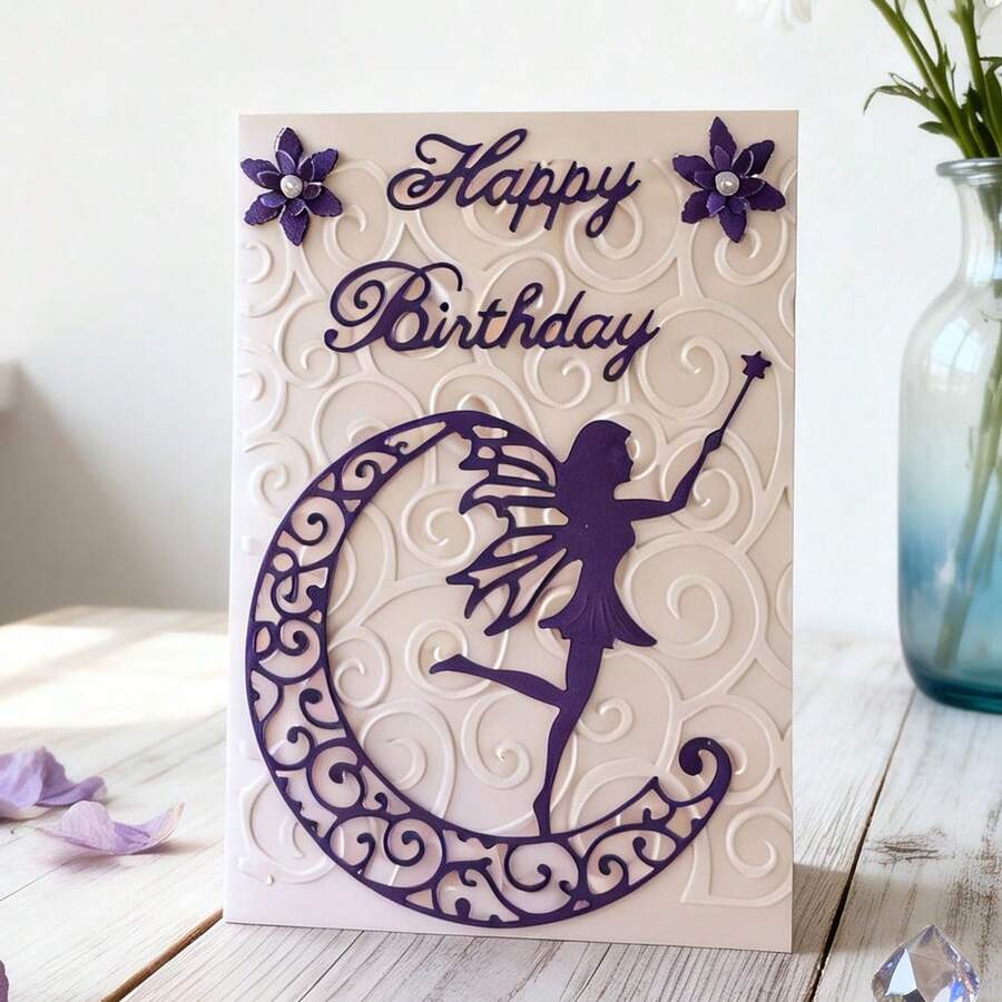 Creative And Moon Metal Cutting Dies, DIY Scrapbooking Album And Embossing Stencil, Greeting Card Making Tool, Card Paper Cutting Crafts ,Gift Card Making Template Die Cuts. - Silver - View 1