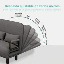 Sofá Cama De Tela Gris Plegable Moderno Y Resistente - Gris - Ver 8