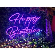 Smart RGB & Color Flow Effect Happy Birthday LED Neon Sign With Remote & App Control Music Sync Timer Setting LED Acrylic Light For Wall Party Décor Bedroom Bar Wedding Home Birthday USB Powered - Happy Birthday App - View 7