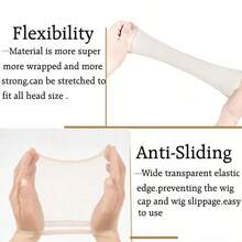 10-Pack Wig Caps, Women's Ultra-Brown Transparent Caps, Suitable Lace Front Wigs, Elastic Stocking Wig Caps - Clear - View 1