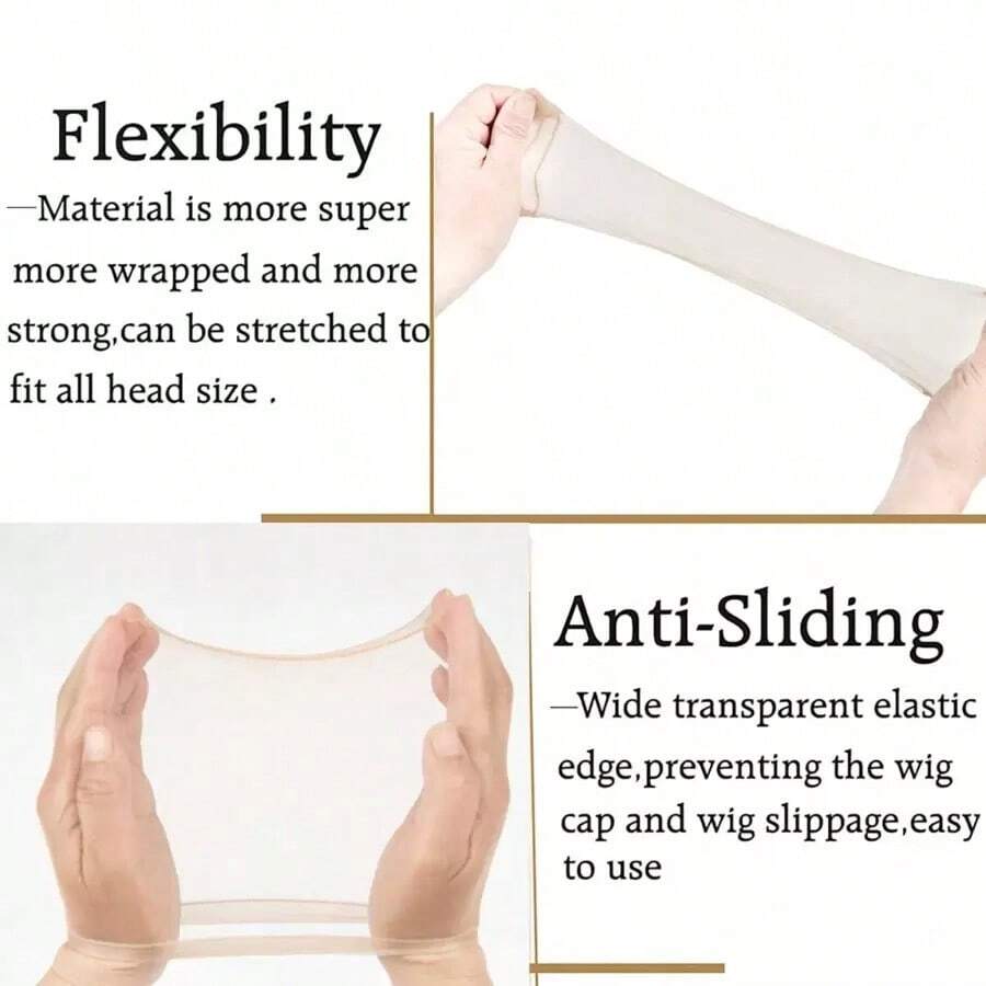 10-Pack Wig Caps, Women's Ultra-Brown Transparent Caps, Suitable Lace Front Wigs, Elastic Stocking Wig Caps - Clear - View 1