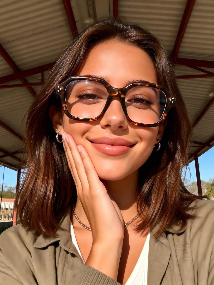 1 Pair Women's Plastic Gradient Multi-Color Full Frame Clear Lens Eyeglasses, Personalized Elegant Versatile Glasses Suitable For Driving, Parties, Office, Business Casual, Fits All Face Shapes - Clear - View 1