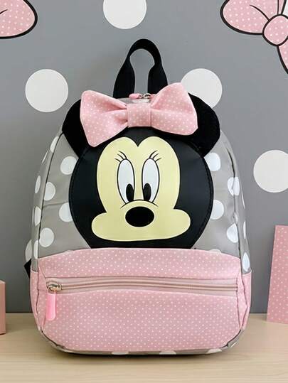 Mochila oficial - Mochila de lunares multifuncional en rosa y gris - Mochila ligera para viajes y uso diario - Perfecta para vacaciones y compras - Accesorio de moda con diseño de lazo clásico - Correas ajustables cómodas - Compañera ideal para el trabajo y el día a día