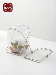 1/2/3pcs Stainless Steel Trash Bag Holder, Folding Kitchen Garbage Bags Storage Rack With Cleaning Cloth Holder - Silver - View 2