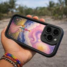 Funda para iPhone regalo artístico y emotivo, diseño onírico con cielo colorido y sensación de calma, carcasa creativa para quienes aman la fantasía y la tranquilidad, ideal como regalo especial para pareja o amigos sensibles | iPhone11 12 13 14 15 16 17 Plus Pro/Pro Max - Negro - Ver 2